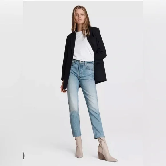 Rag and Bone. Nina high rise ankle cigarette. Button-fly 100% cotton Sz30, Tulip - Picture 14 of 16